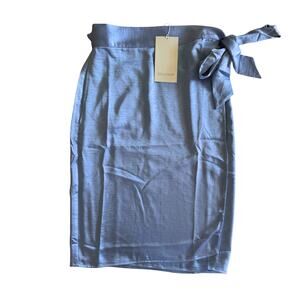 WILDFANG The Empower Satin Wrap Skirt Cornflower Blue S NWT $98
